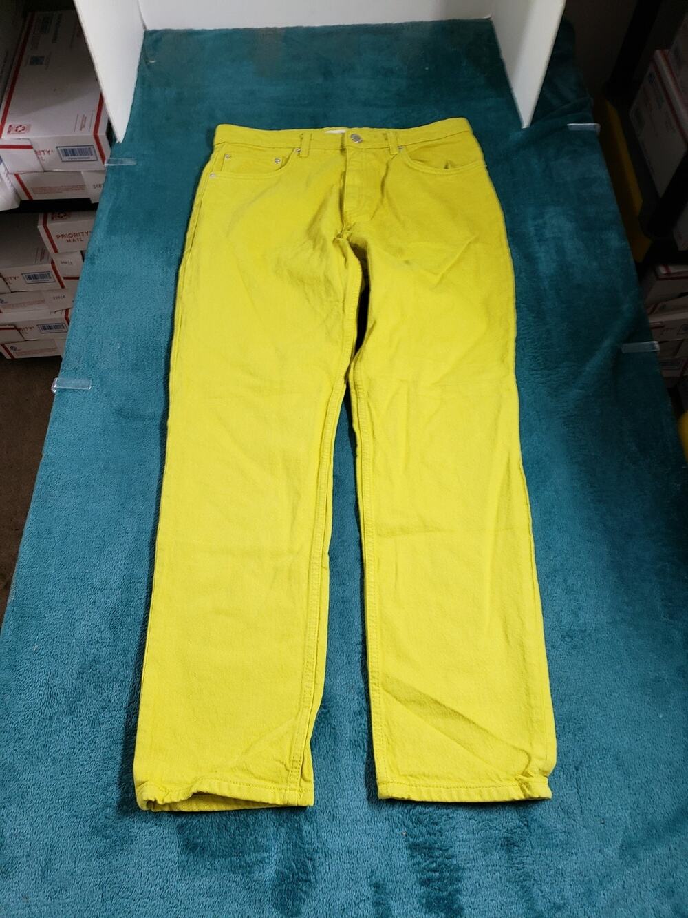 Zara Jeans Size 8 Womens Yellow Pants Ladies Denim Mid Rise Straight